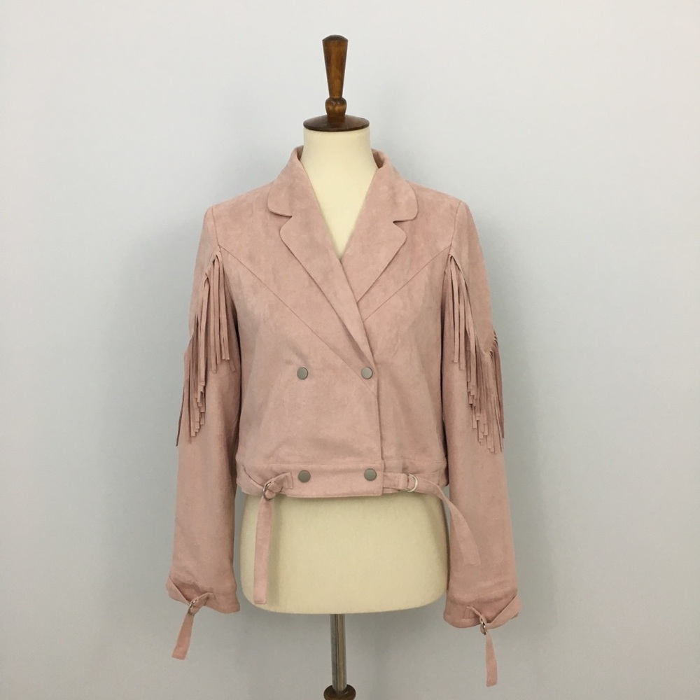 WHOLESALE BULK Fringe Suede Jacket Blush NWT K5 - Picture 2 of 8
